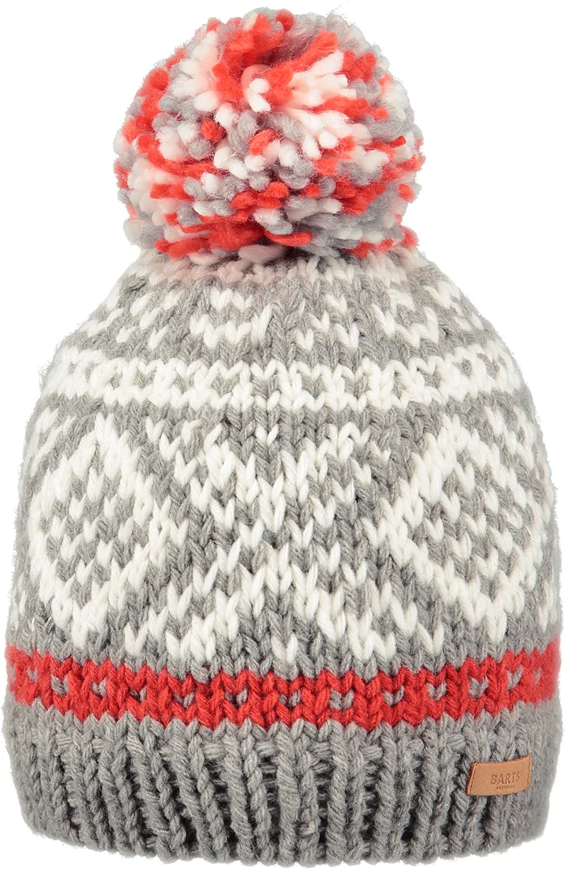 Barts Log Cabin Beanie Hat in Heather Grey